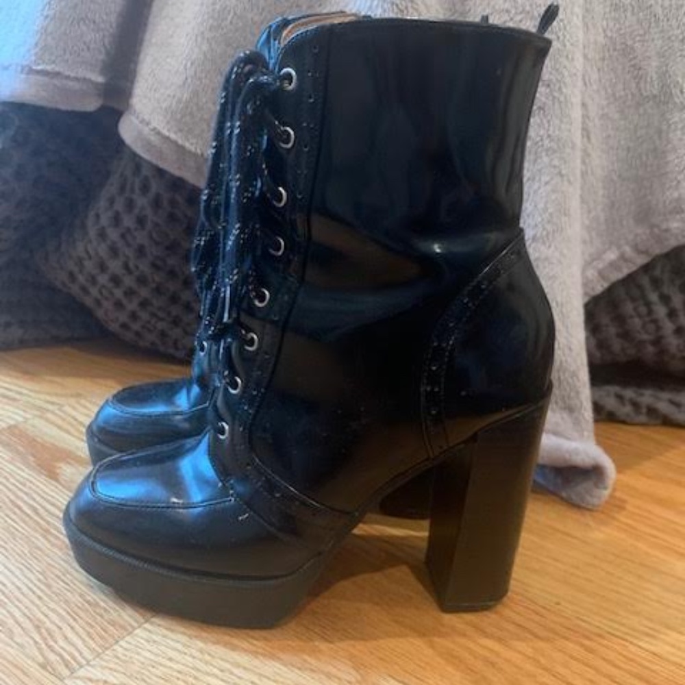 H&M Pleather platform black heels
